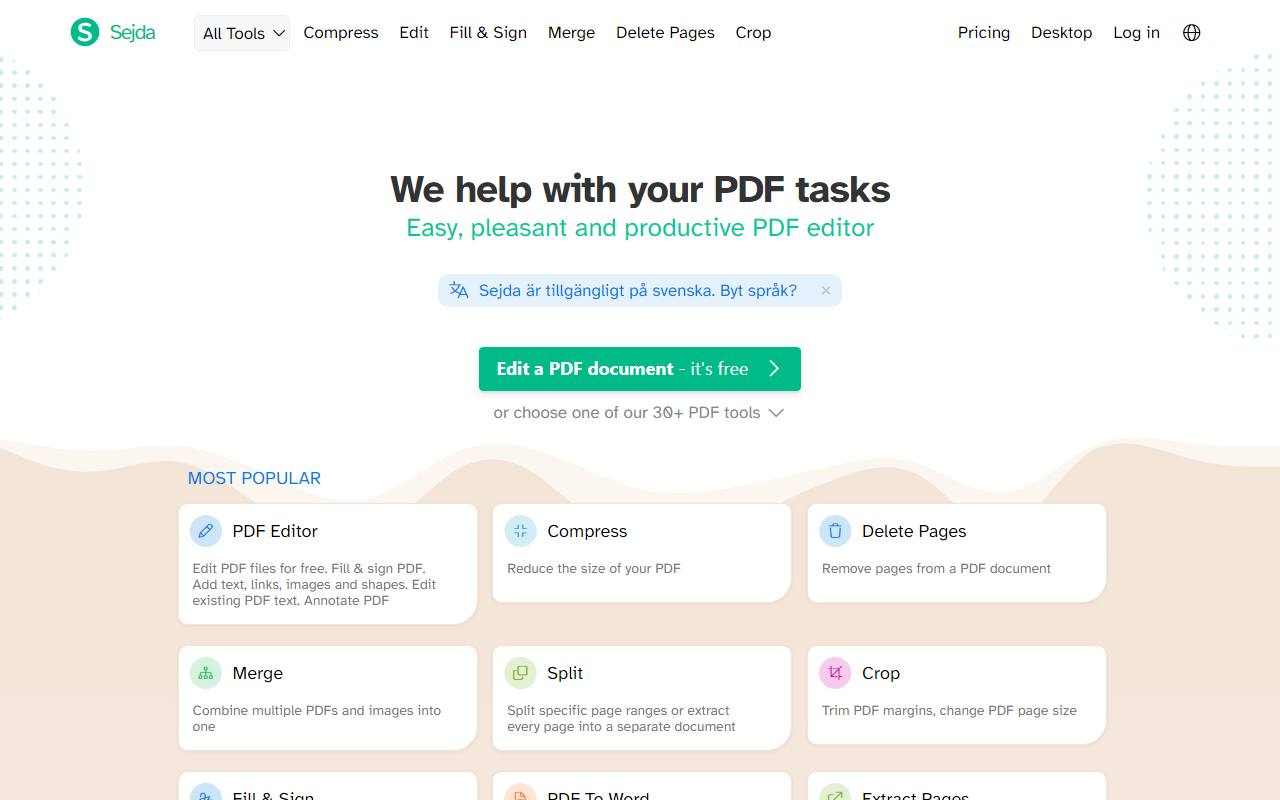 Screenshot of Stirling PDF — popular alternative to Adobe Acrobat Pro