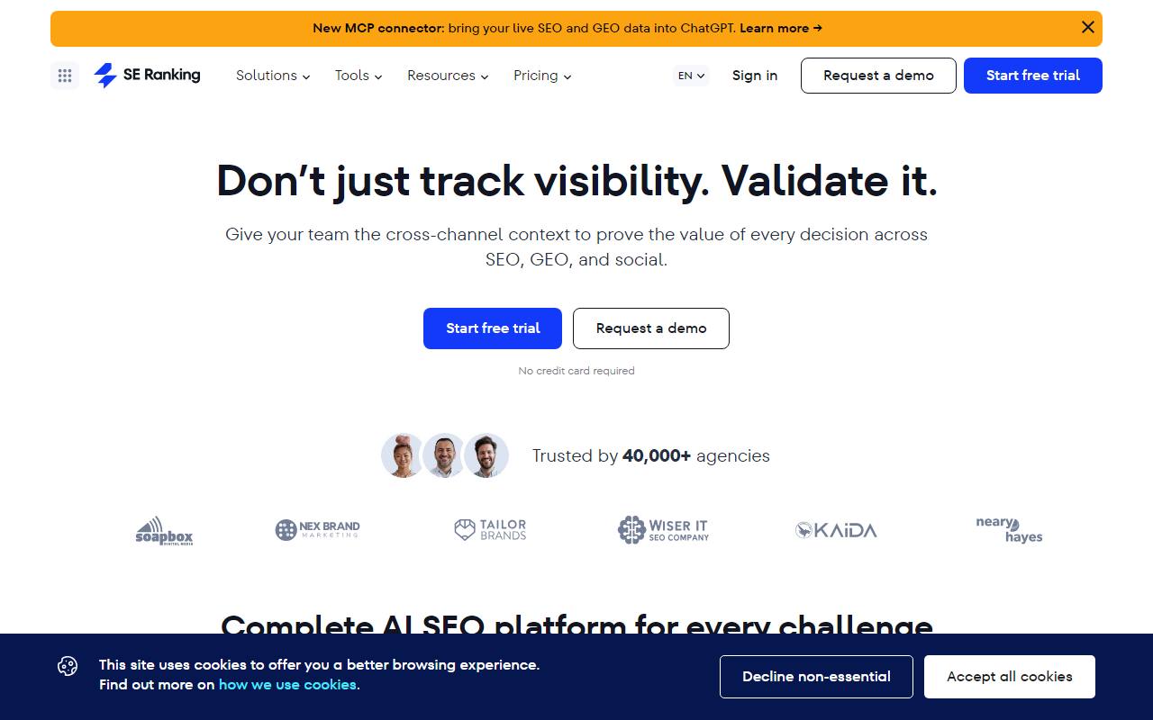 Screenshot of SE Ranking — popular alternative to Ahrefs