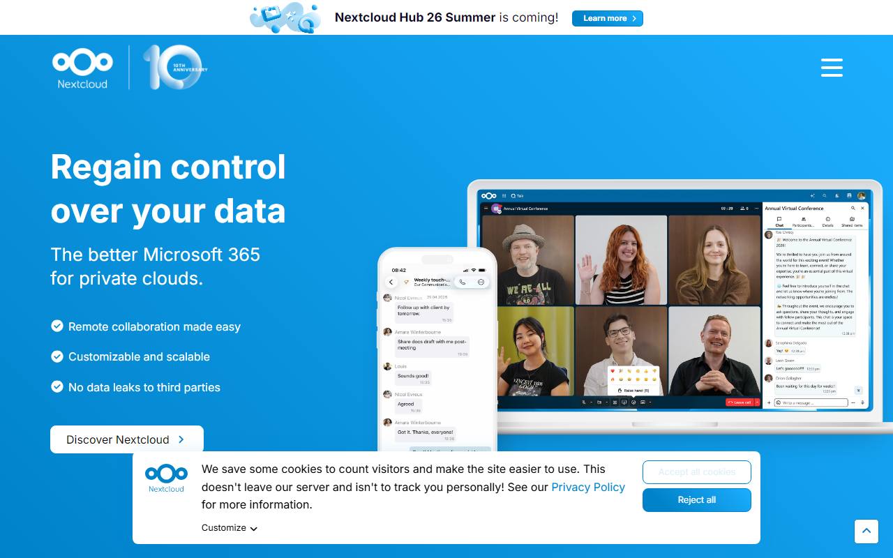 Screenshot of Nextcloud — popular alternative to Dropbox Plus