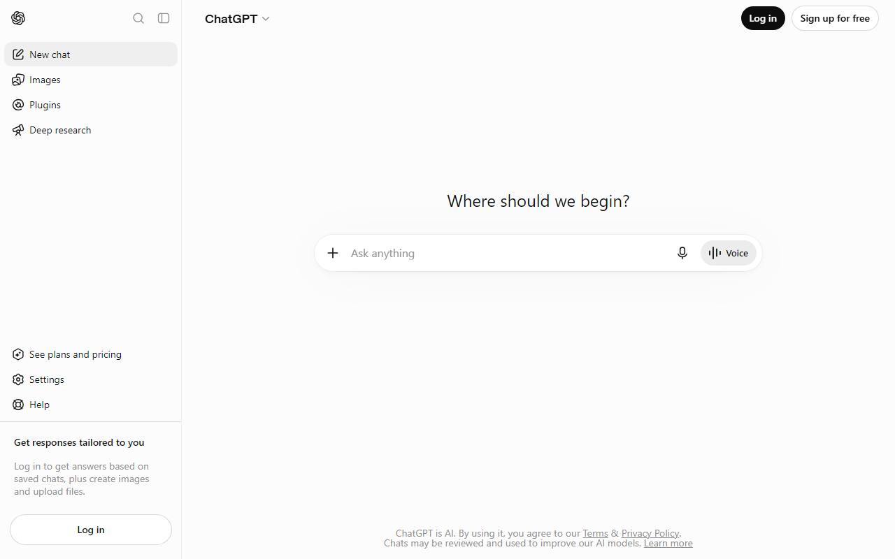 Screenshot of ChatGPT — popular alternative to Jasper AI