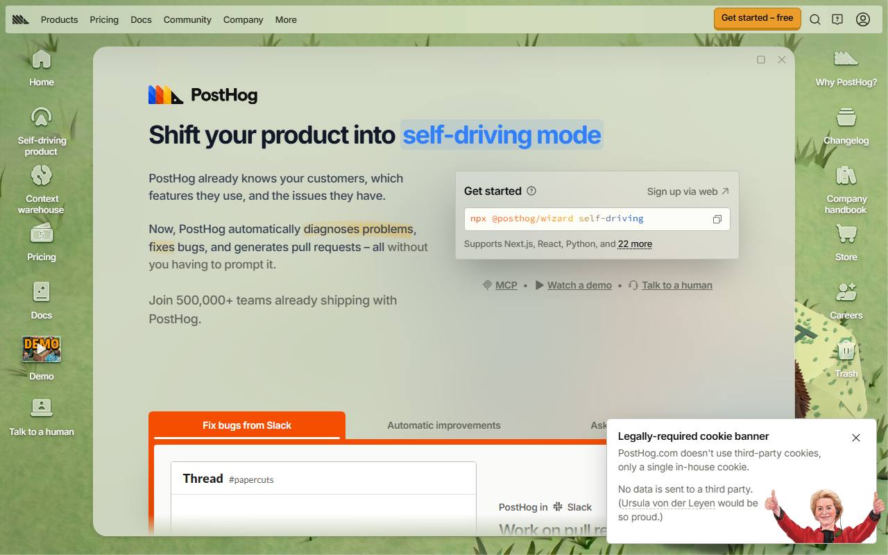 Screenshot of PostHog — popular alternative to Mixpanel